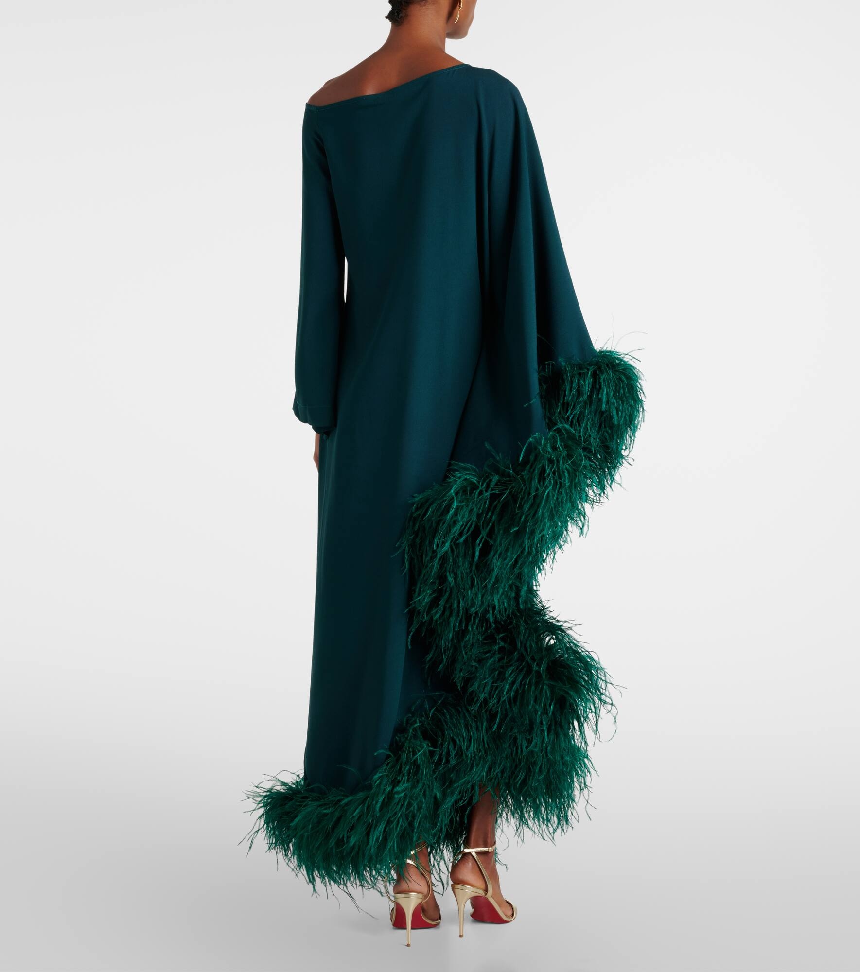 One-shoulder feathered sequined gown - 3