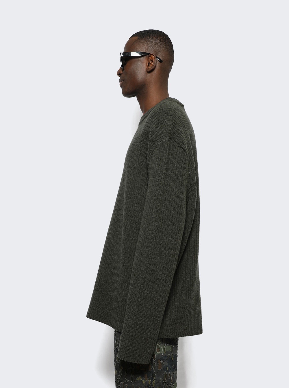 Oversized Crewneck Sweater Military Green - 4