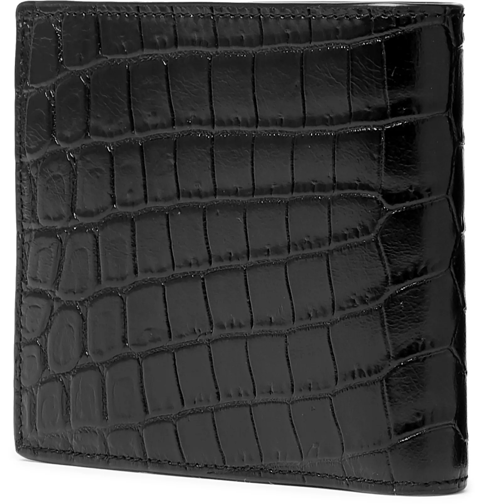 Logo-Appliquéd Croc-Effect Patent-Leather Billfold Wallet - 3