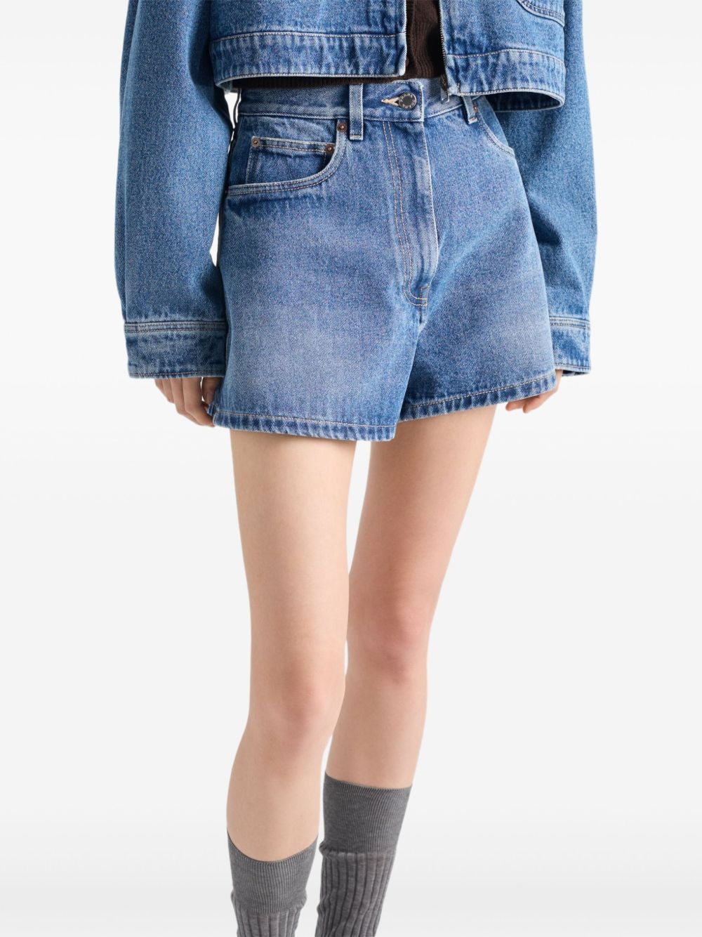 high-rise patch-pocket denim shorts - 4