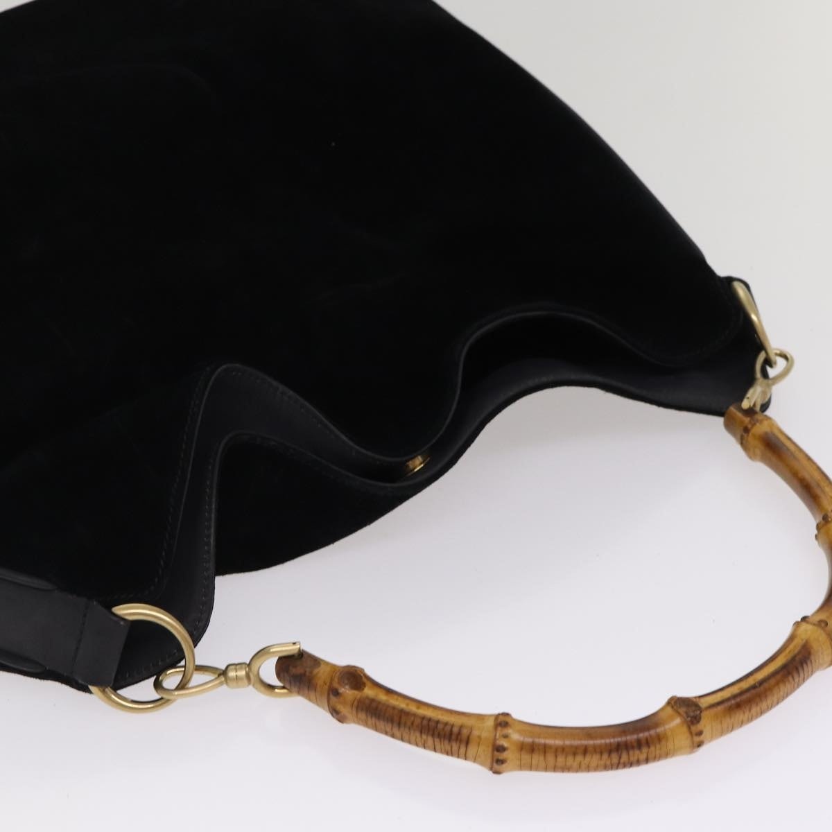 GUCCI Bamboo Hand Bag Suede Black Gold 001 1014 1577 0 - 5