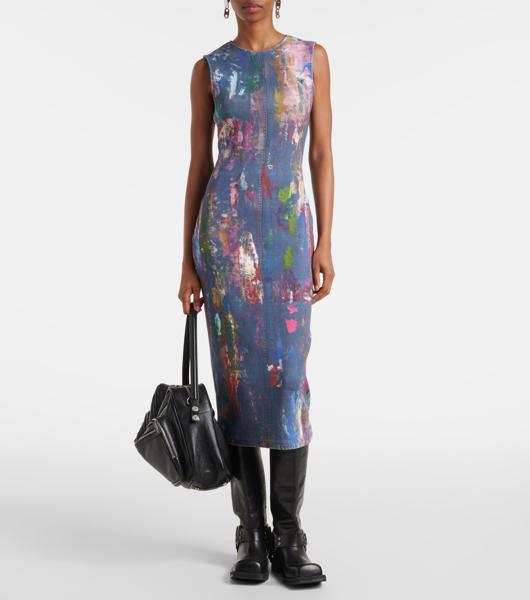 Enka printed cotton-blend midi dress - 2