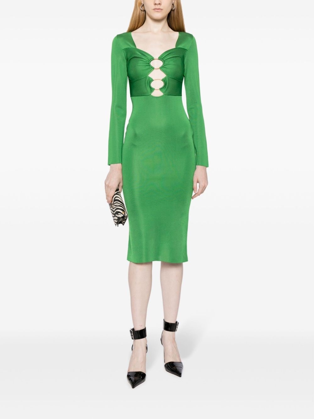 high-shine cut-out midi dress - 2