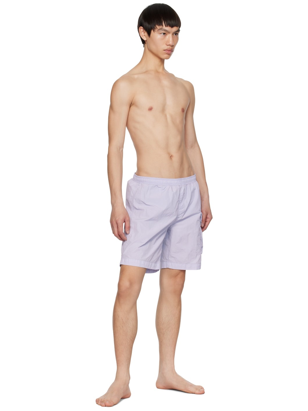 Blue Garment-Dyed Swim Shorts - 5