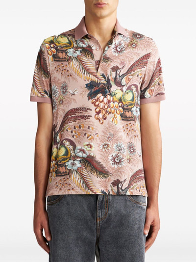Etro floral-print cotton polo shirt outlook
