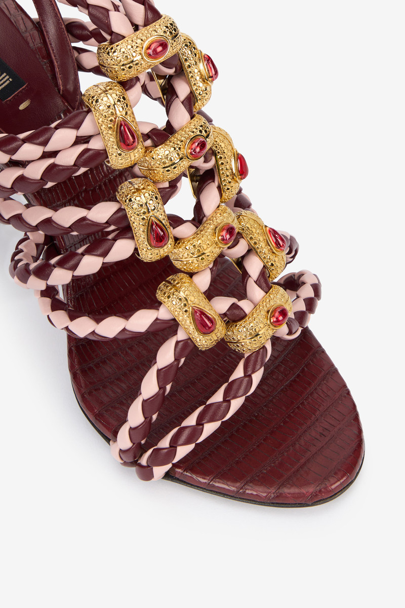 Red And White Sandals With Jewel Details 4