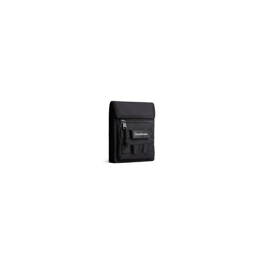 Men's Army Small Pouch With Strap  in Black - 4