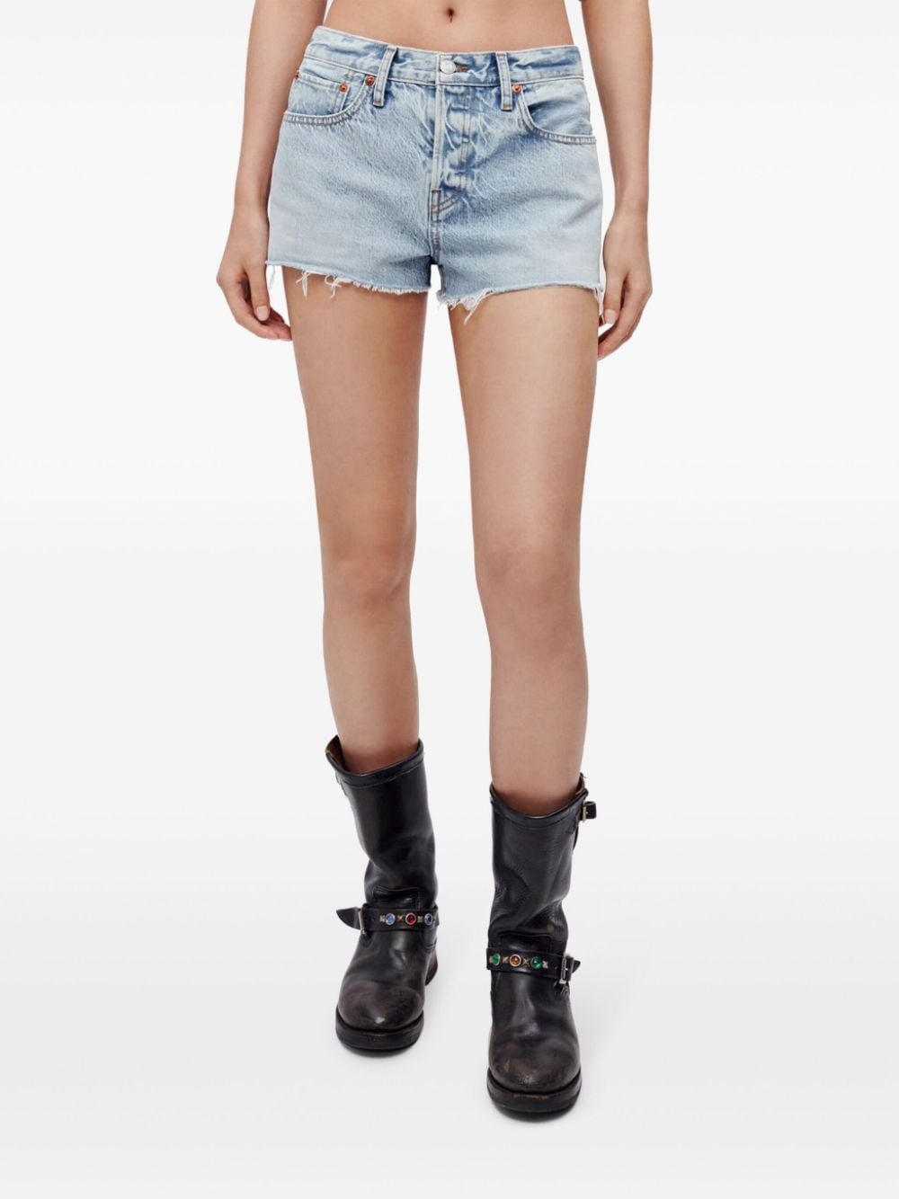 mid-rise denim shorts - 2