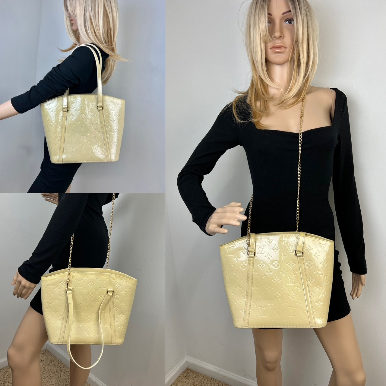 LOUIS VUITTON Monogram White Cream Vernis Avalon MM Tote Hand Shoulder Bag Pre owned - 3