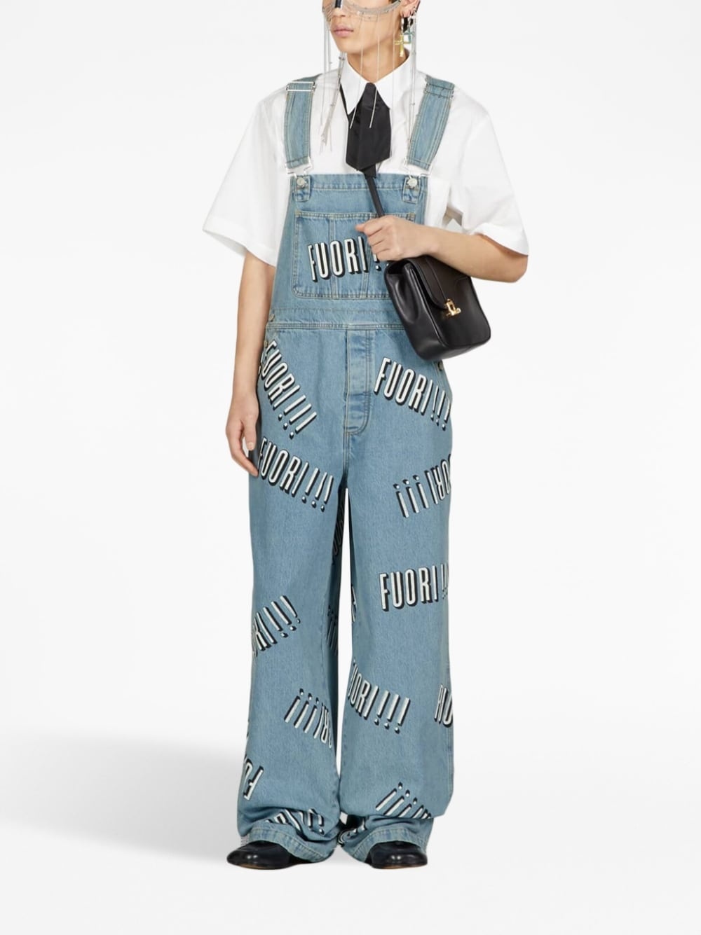 Fuori slogan denim overalls - 2