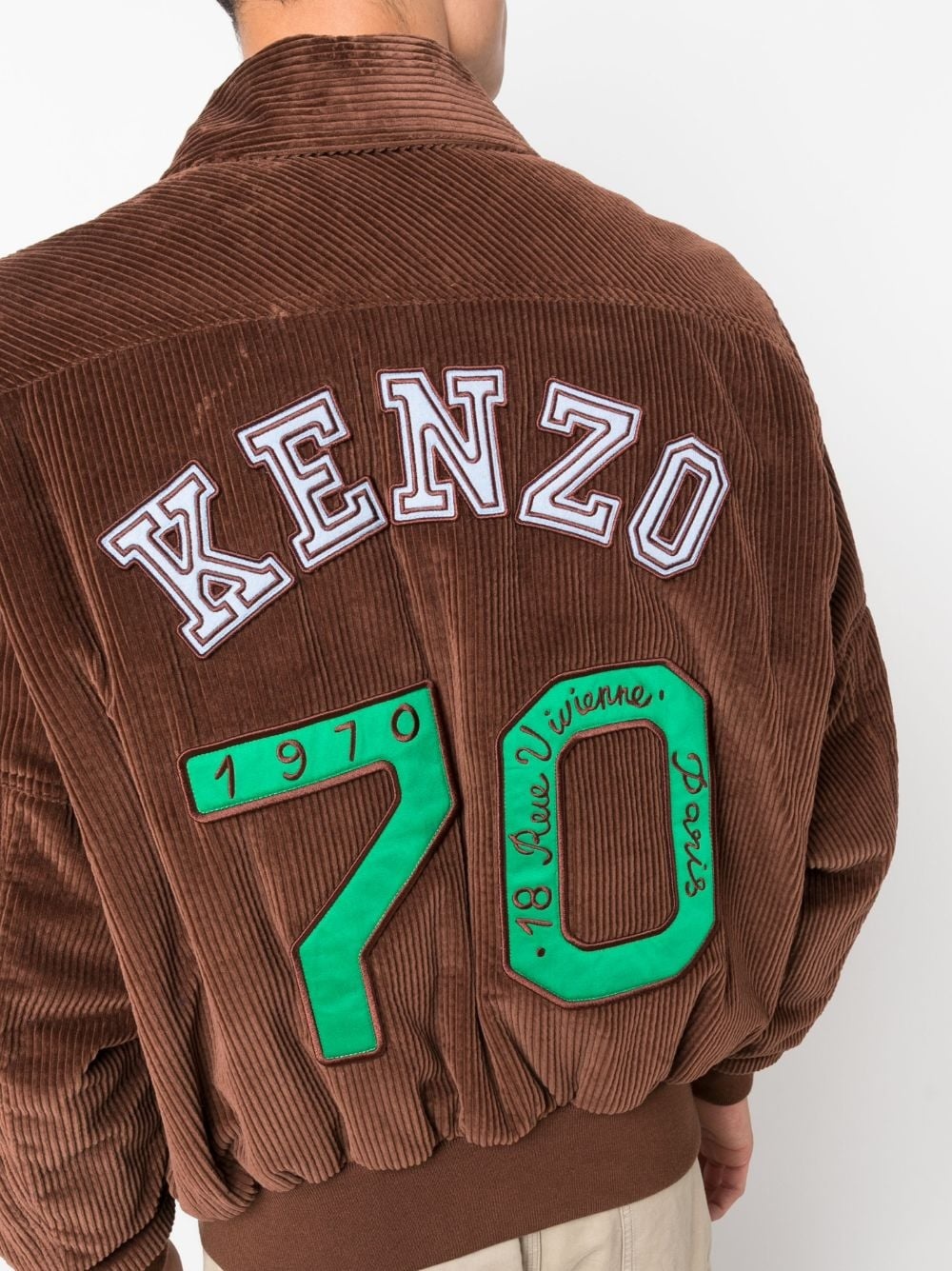 logo-patch corduroy jacket - 5