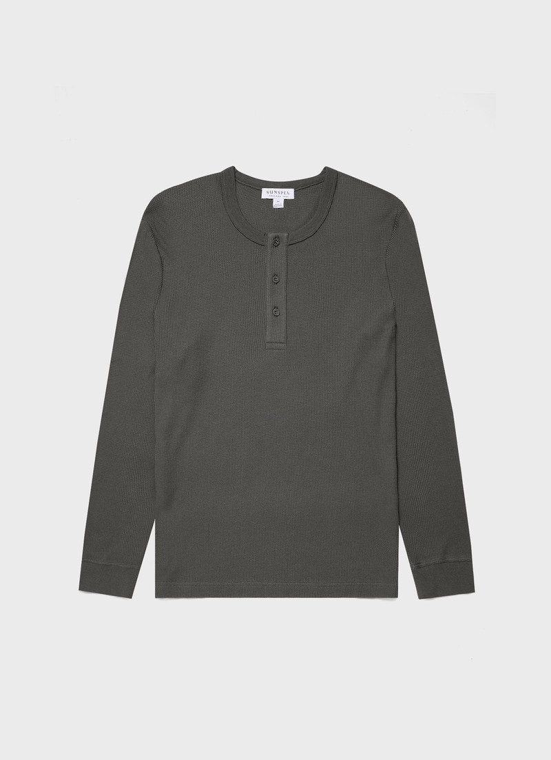 Long Sleeve Waffle Henley 1