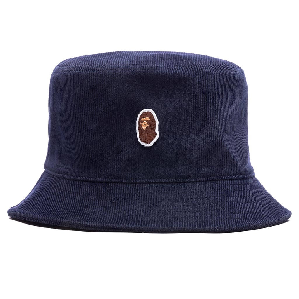 APE HEAD CORDUROY BUCKET HAT - NAVY - 1