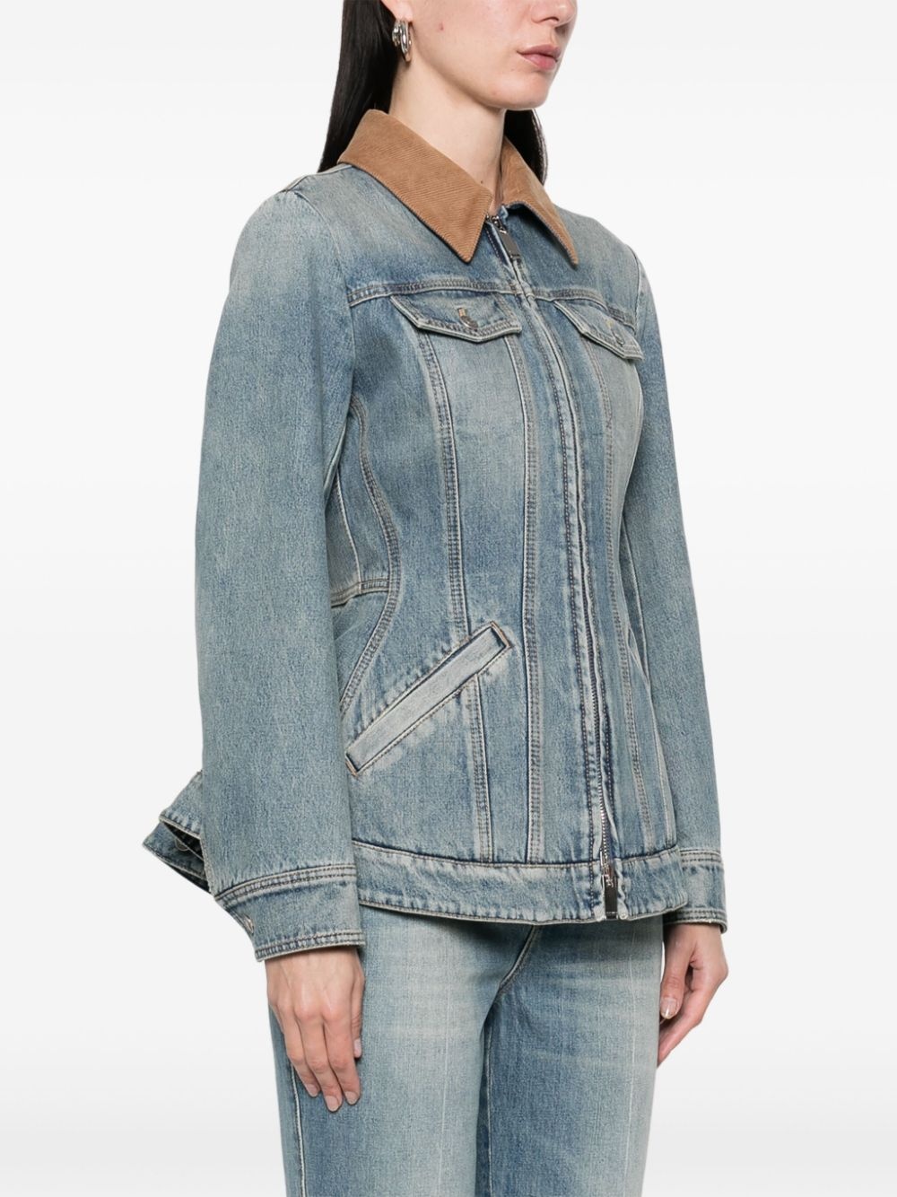 peplum denim jacket - 3