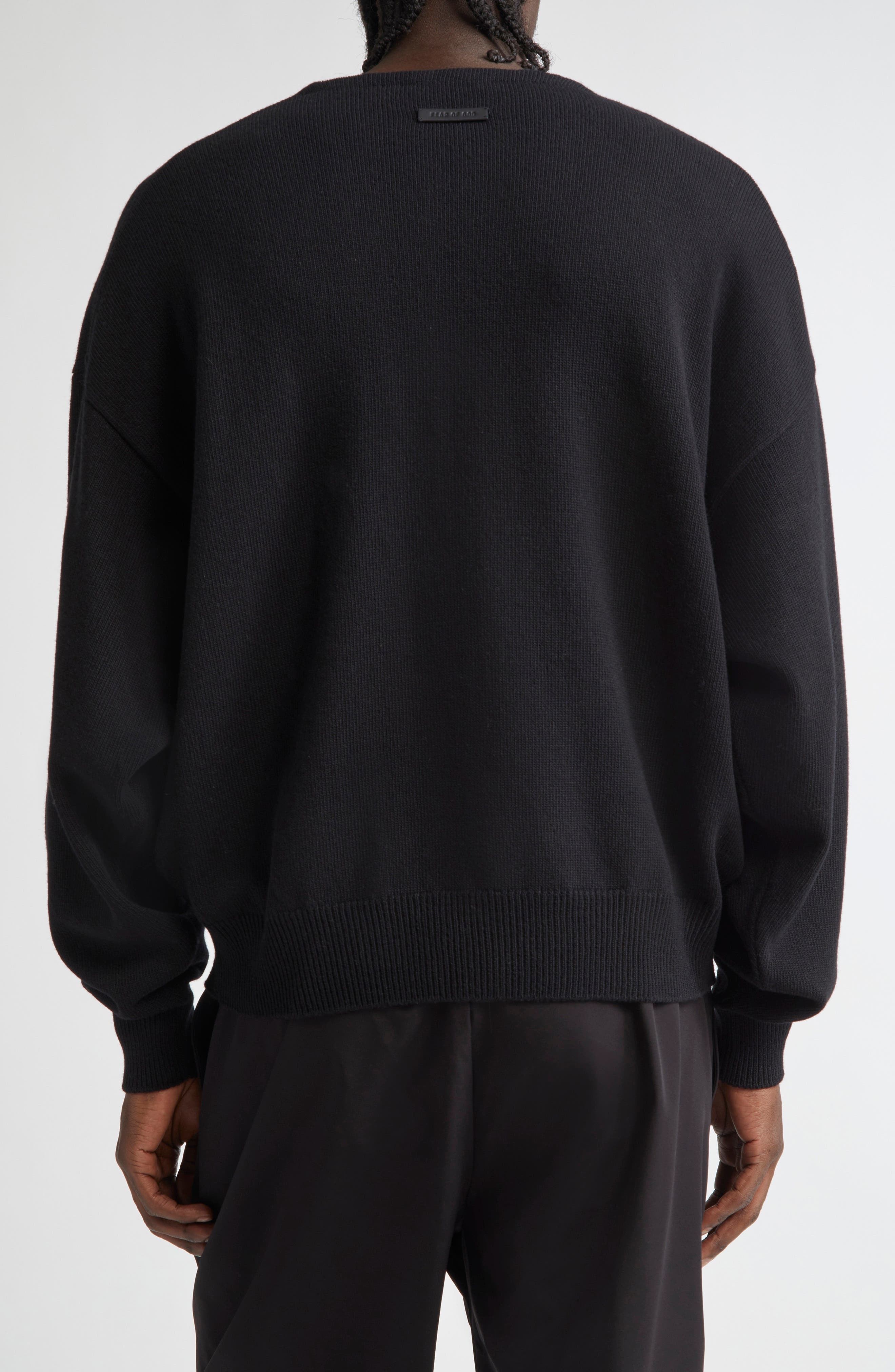 Fear of God Fine Knit Merino Wool Crewneck Sweater in Black at Nordstrom - 3