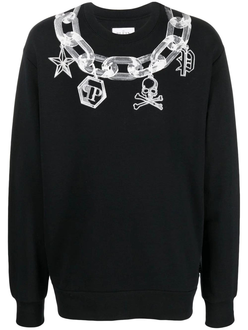 chain link-print crew neck sweater - 1