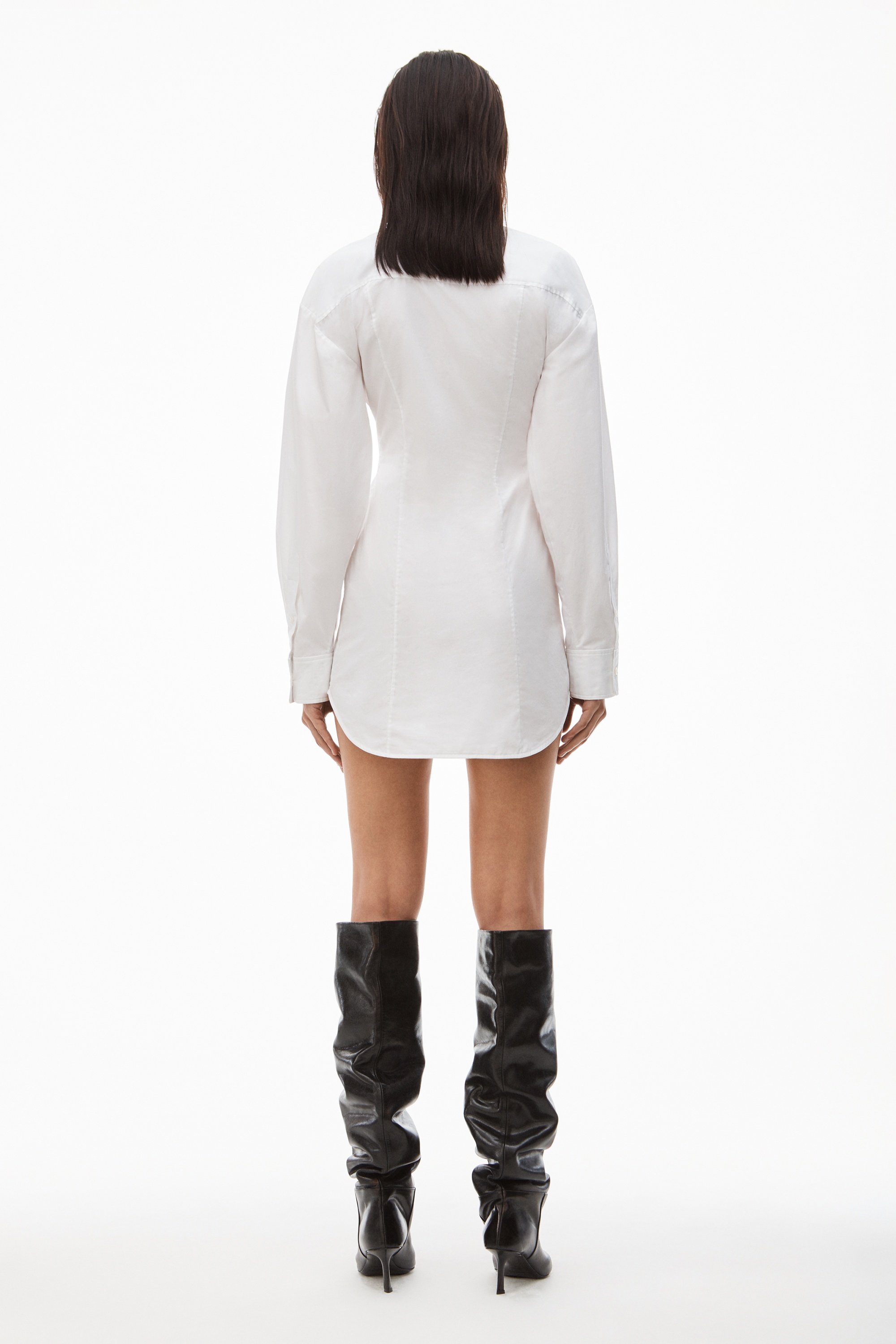TWIST FRONT SHIRTDRESS IN COMPACT COTTON - 5
