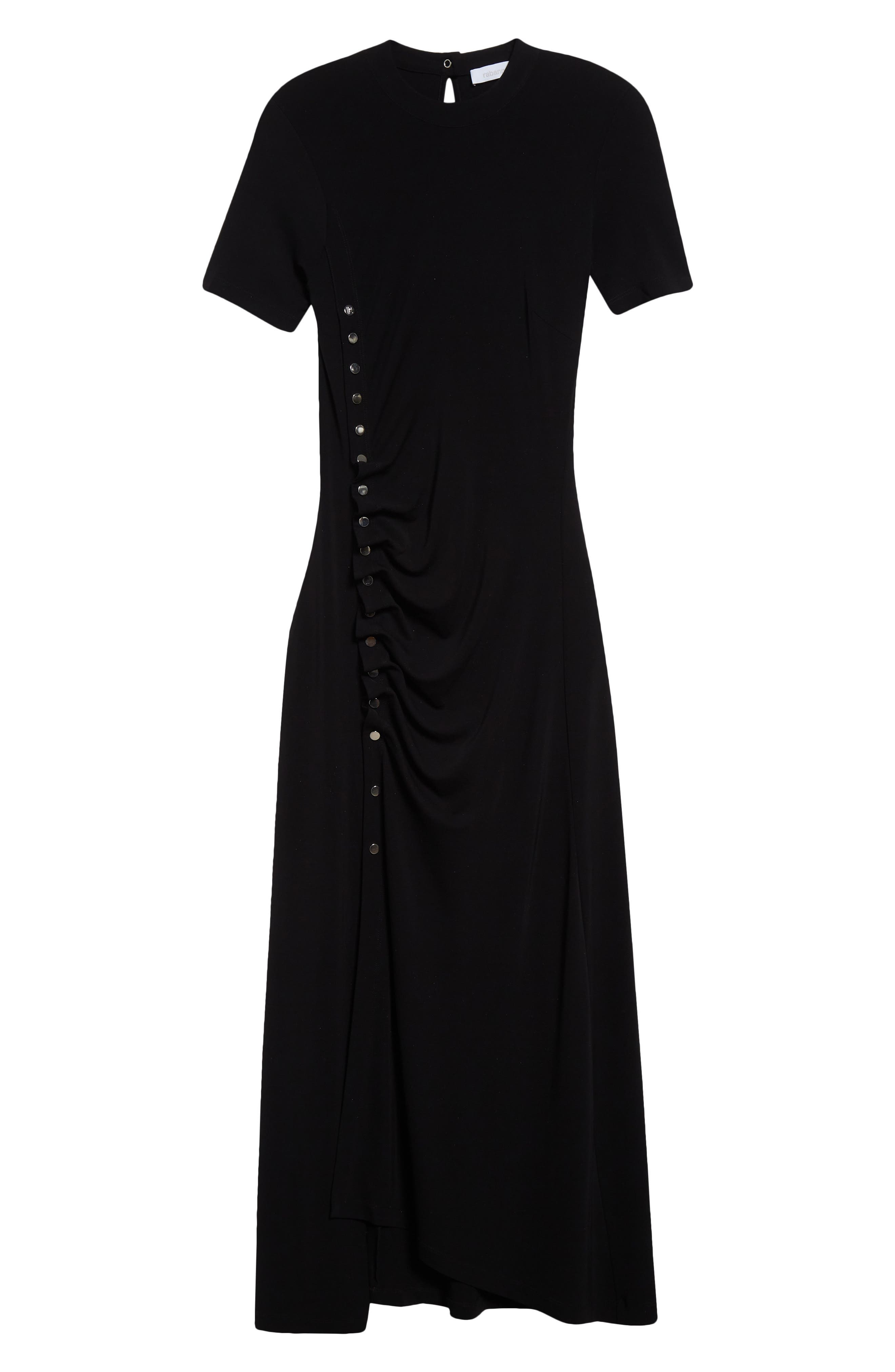 Rabanne Drapé Pression Short Sleeve Maxi Dress in Black at Nordstrom - 5