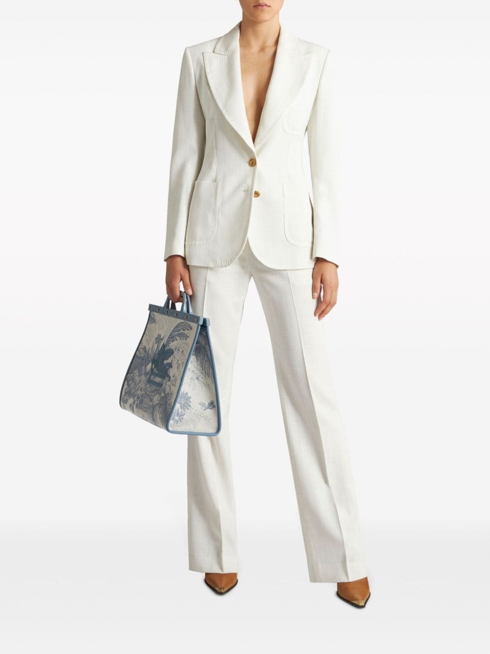 slub-texture tailored trousers - 2