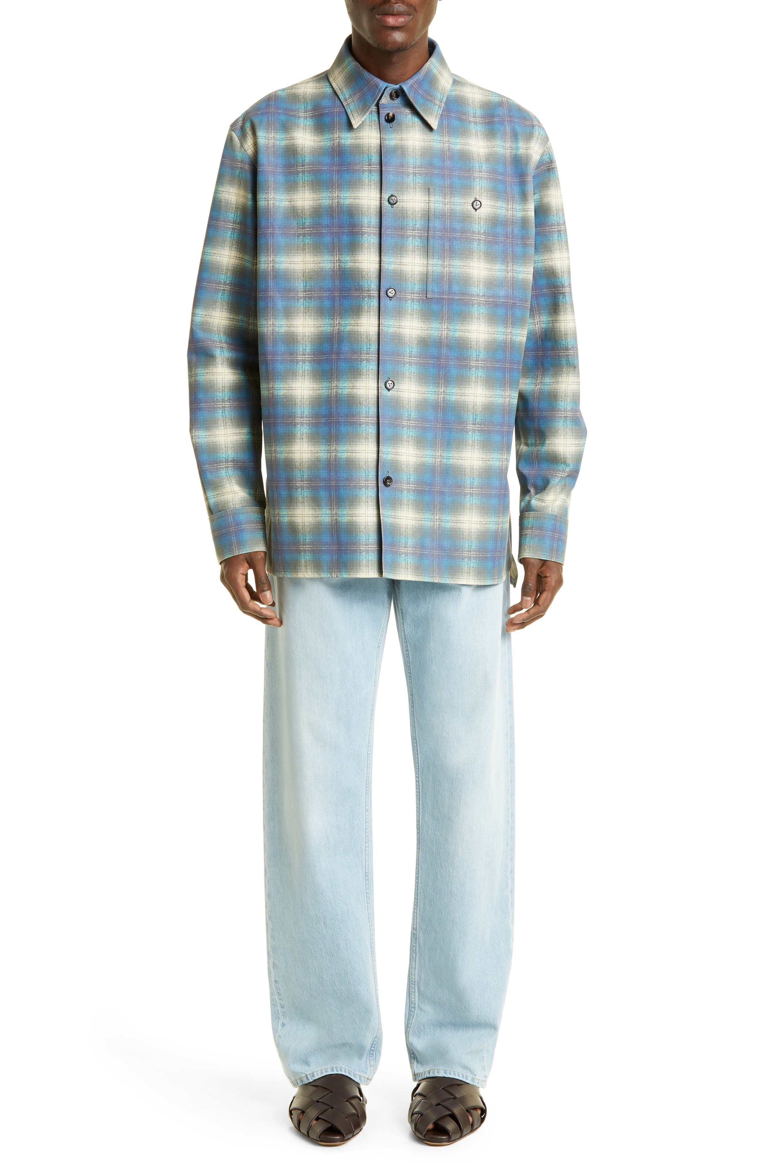 Plaid Flannel Print Leather Shirt Jacket - 2