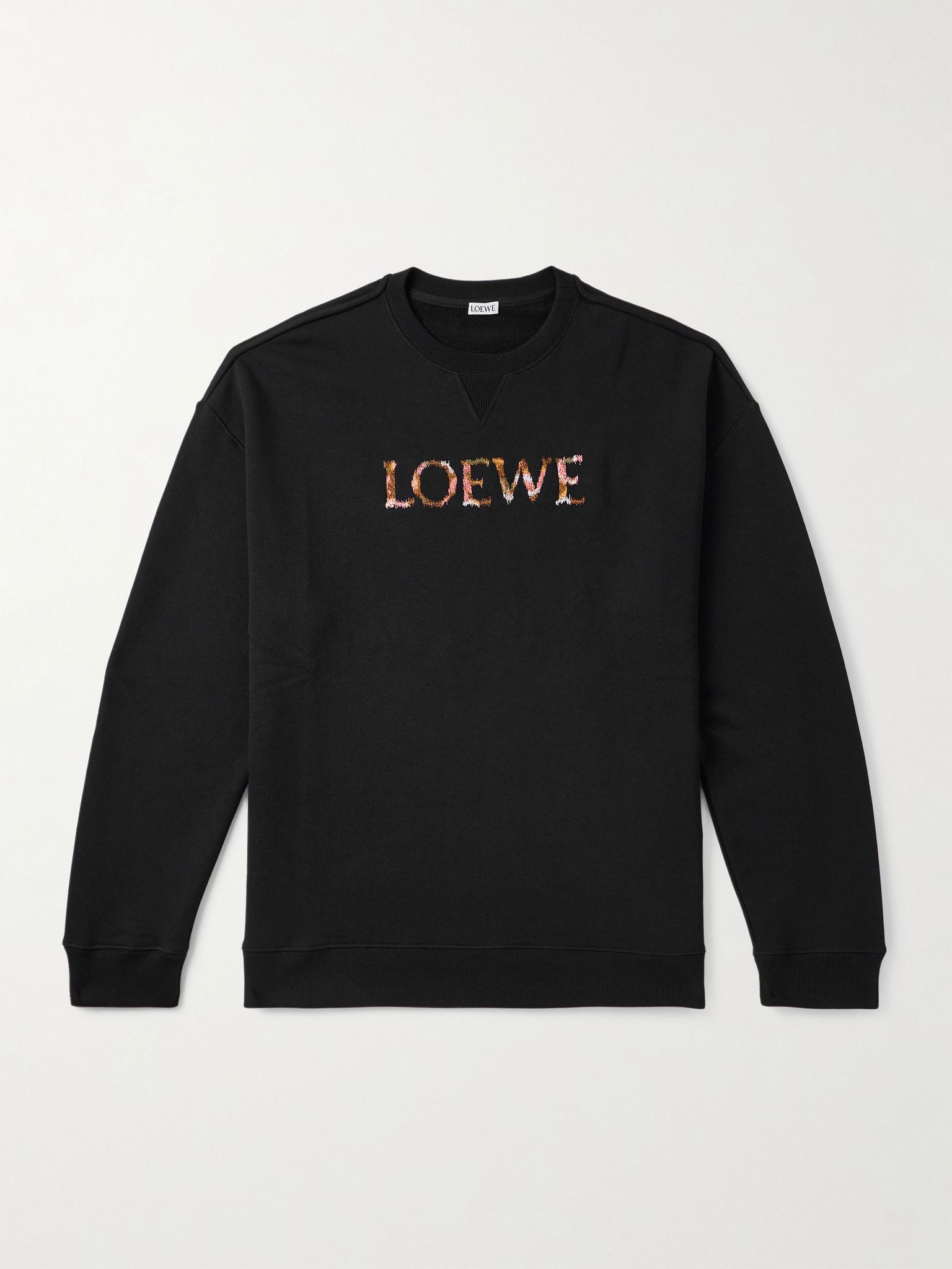 Logo-Embroidered Cotton-Jersey Sweatshirt Black - 1