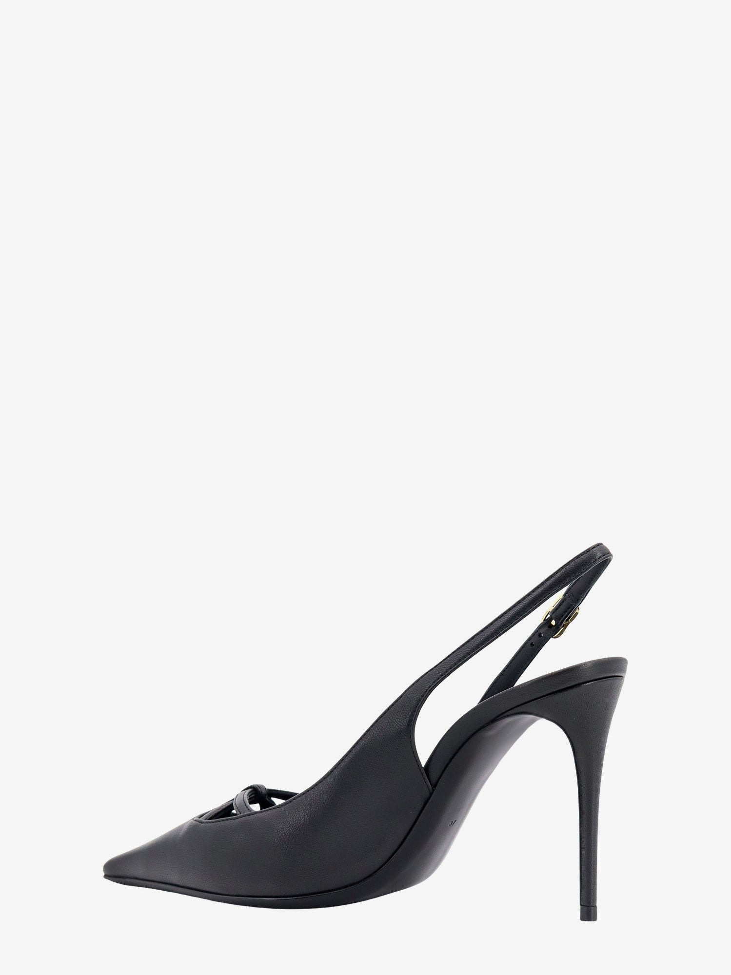Leather Slingback With Metal Monogram - 4