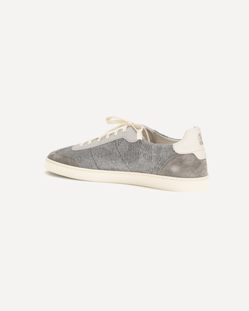 Brunello Cucinelli Cotton knit and leather Sneakers outlook