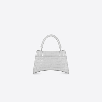 BALENCIAGA Women's Hourglass Small Handbag Crocodile Embossed in Grey outlook