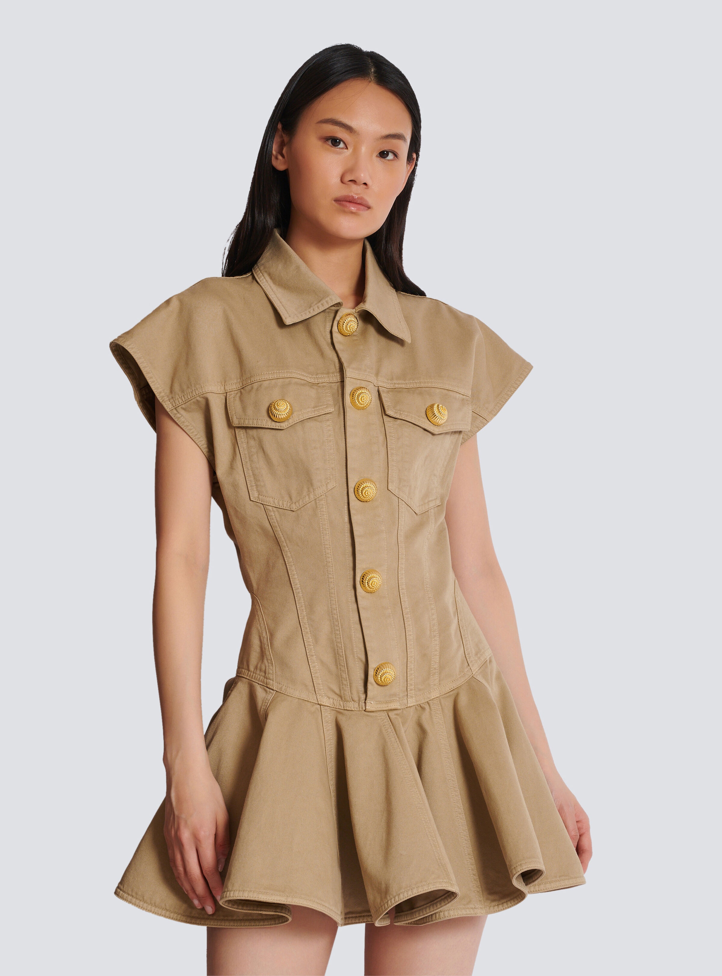 Flared dress in cotton canvas - 6