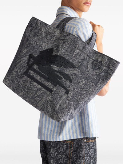 Etro large Pegaso-motif paisley-jacquard tote bag outlook
