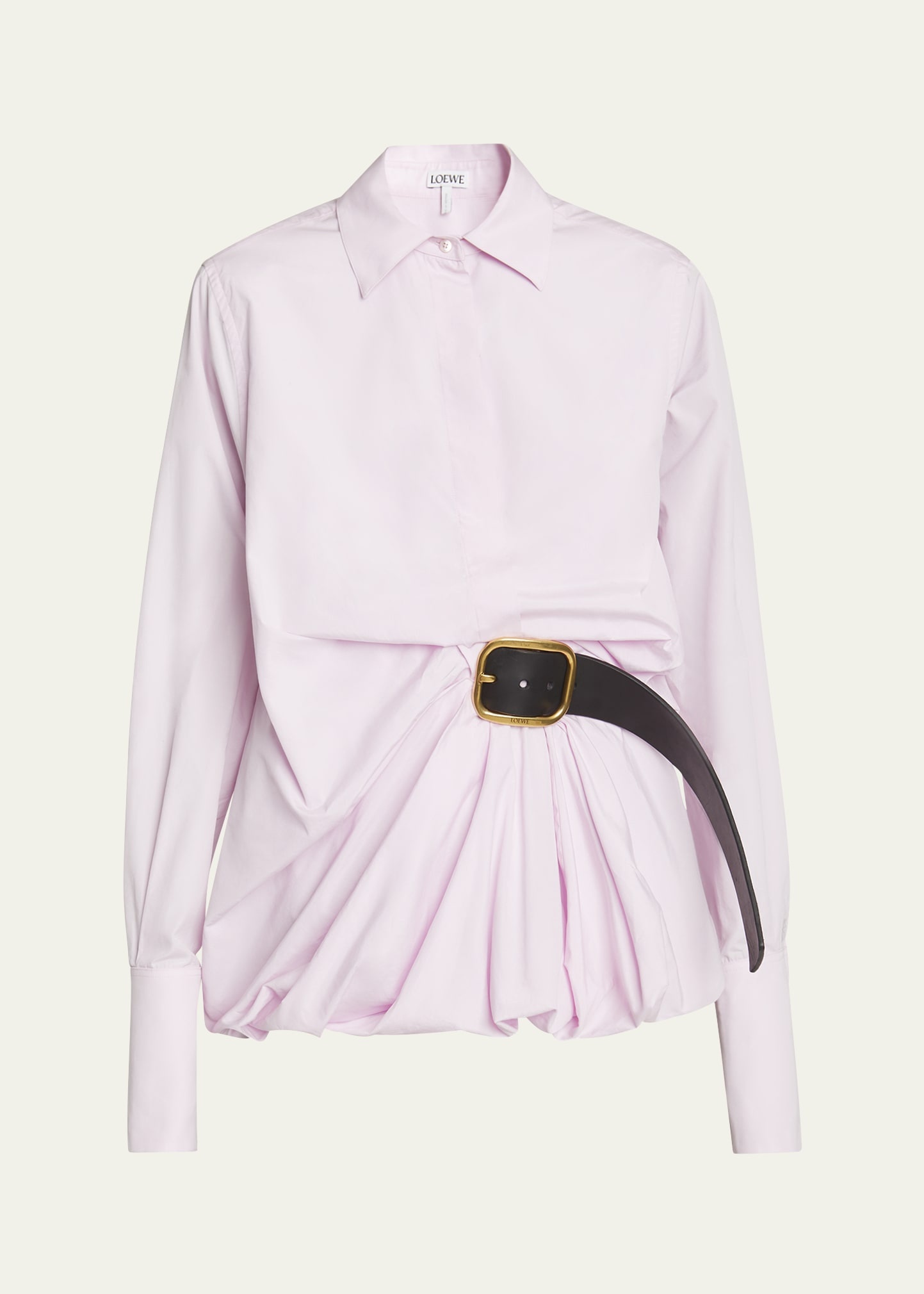 Belted Balloon-Hem Blouse - 1