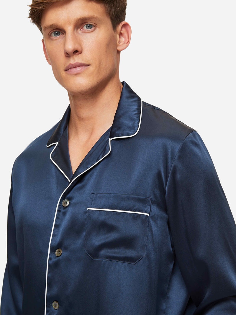 Men's Pyjamas Bailey Silk Satin Navy - 5