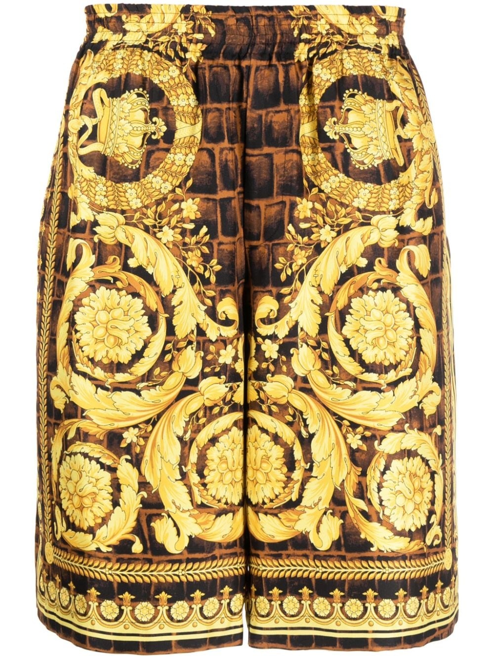 Barocco-print silk shorts - 1