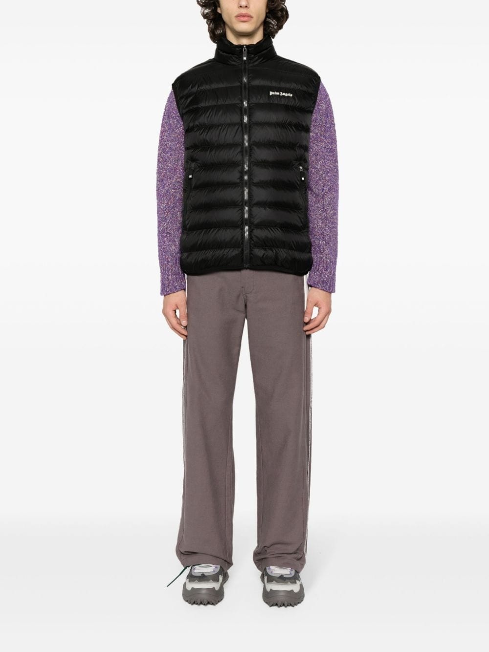 logo-print padded gilet - 2
