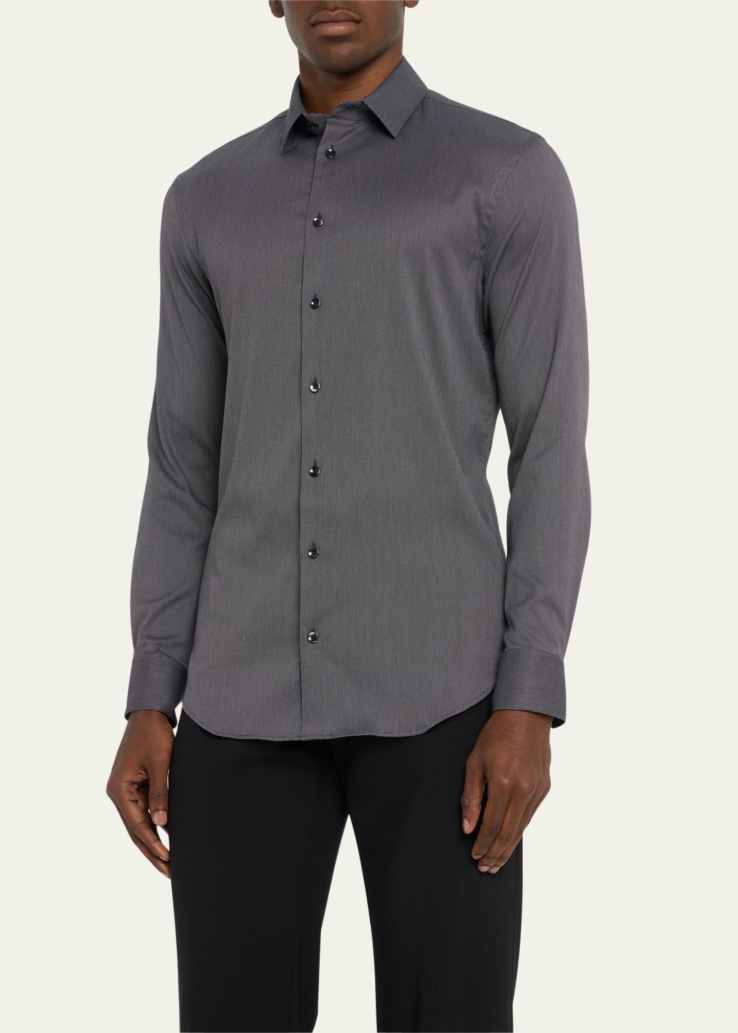 Men's Cotton-Stretch Micro-Print Sport Shirt - 4