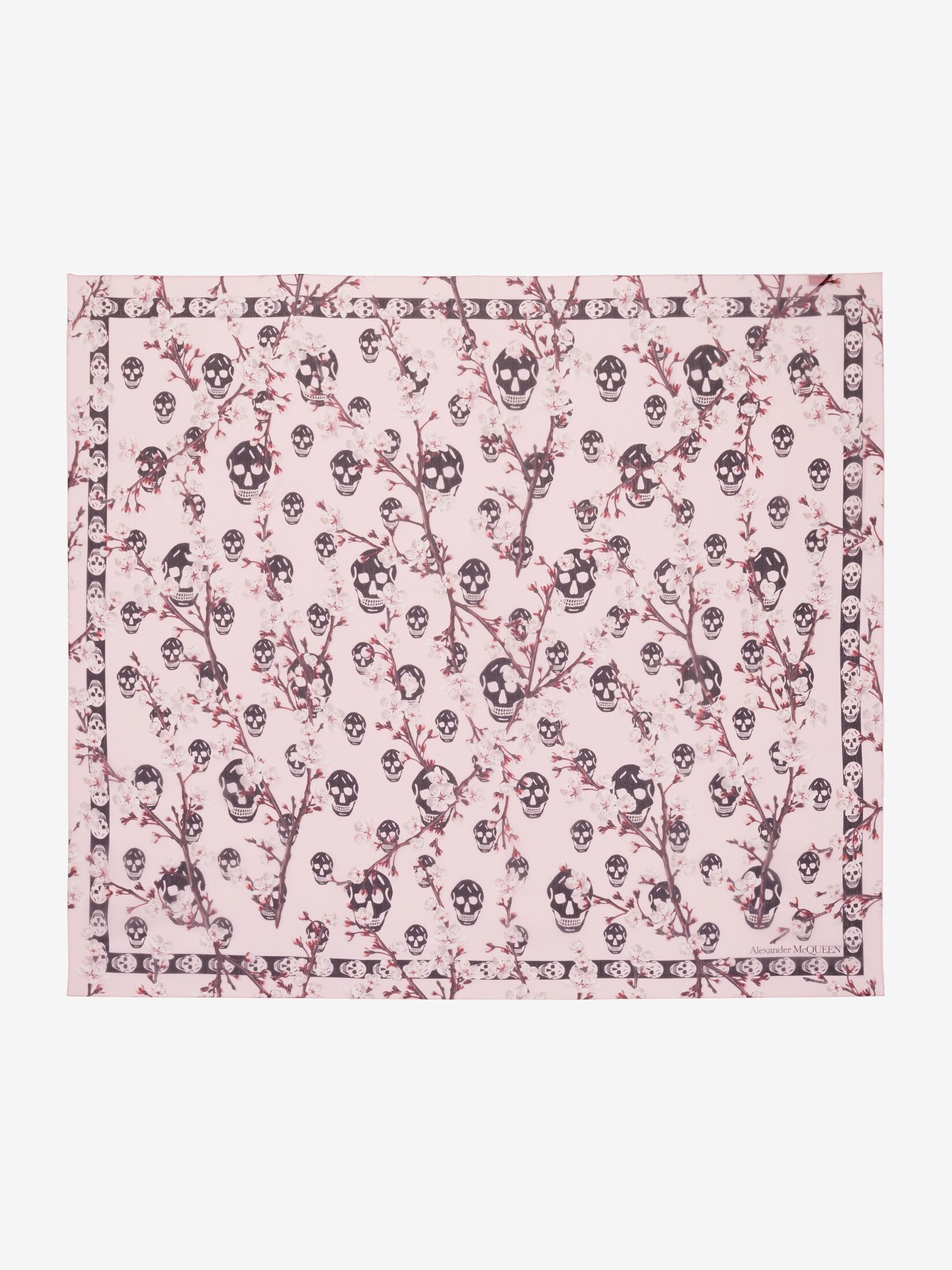 Women's Cherry Blossom Classic Skull Foulard in Rose/black - 1