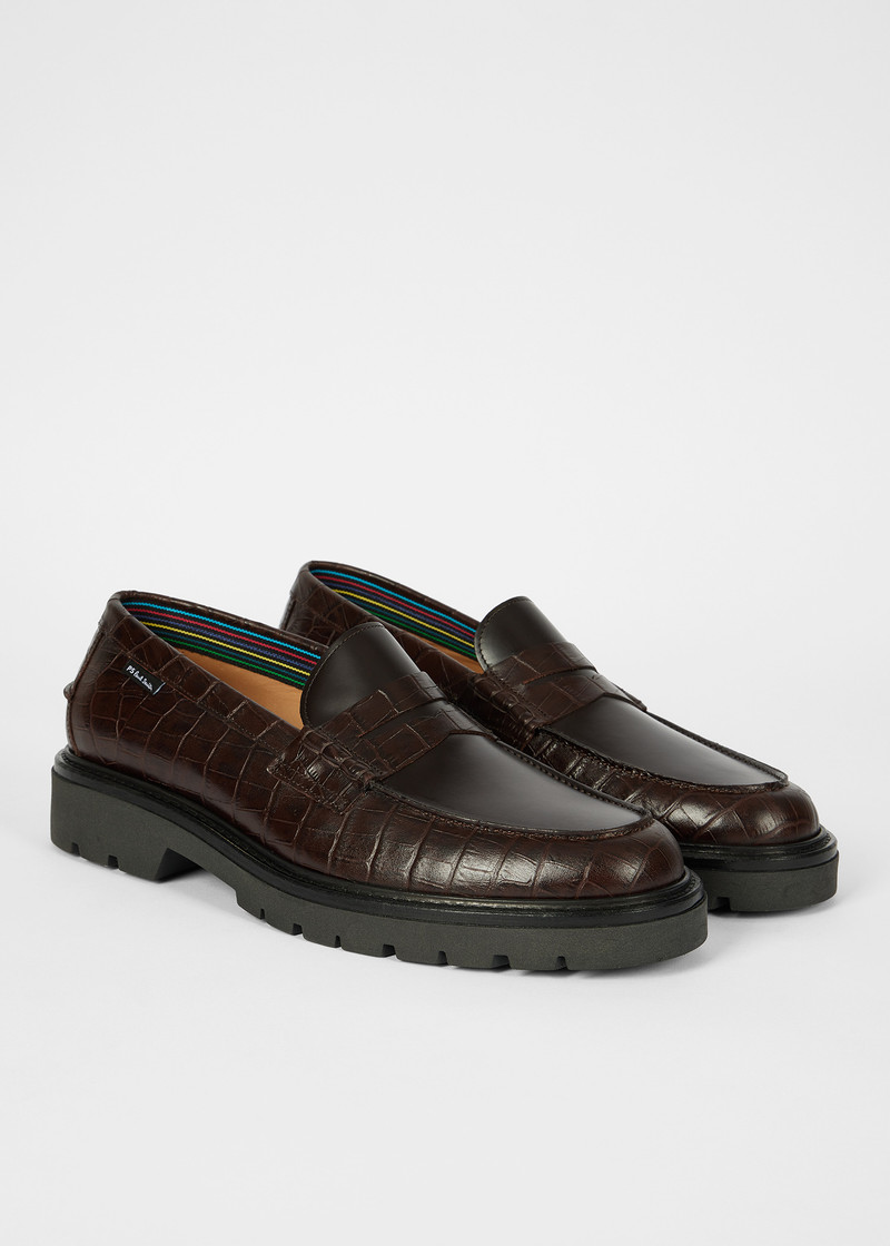 Brown Croc-Emboss 'Bolzano' Loafers 3