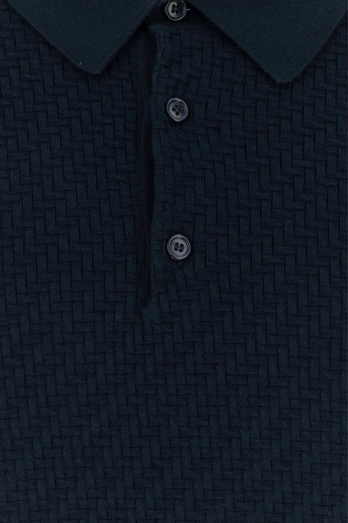 Midnight blue cotton blend polo shirt - 3