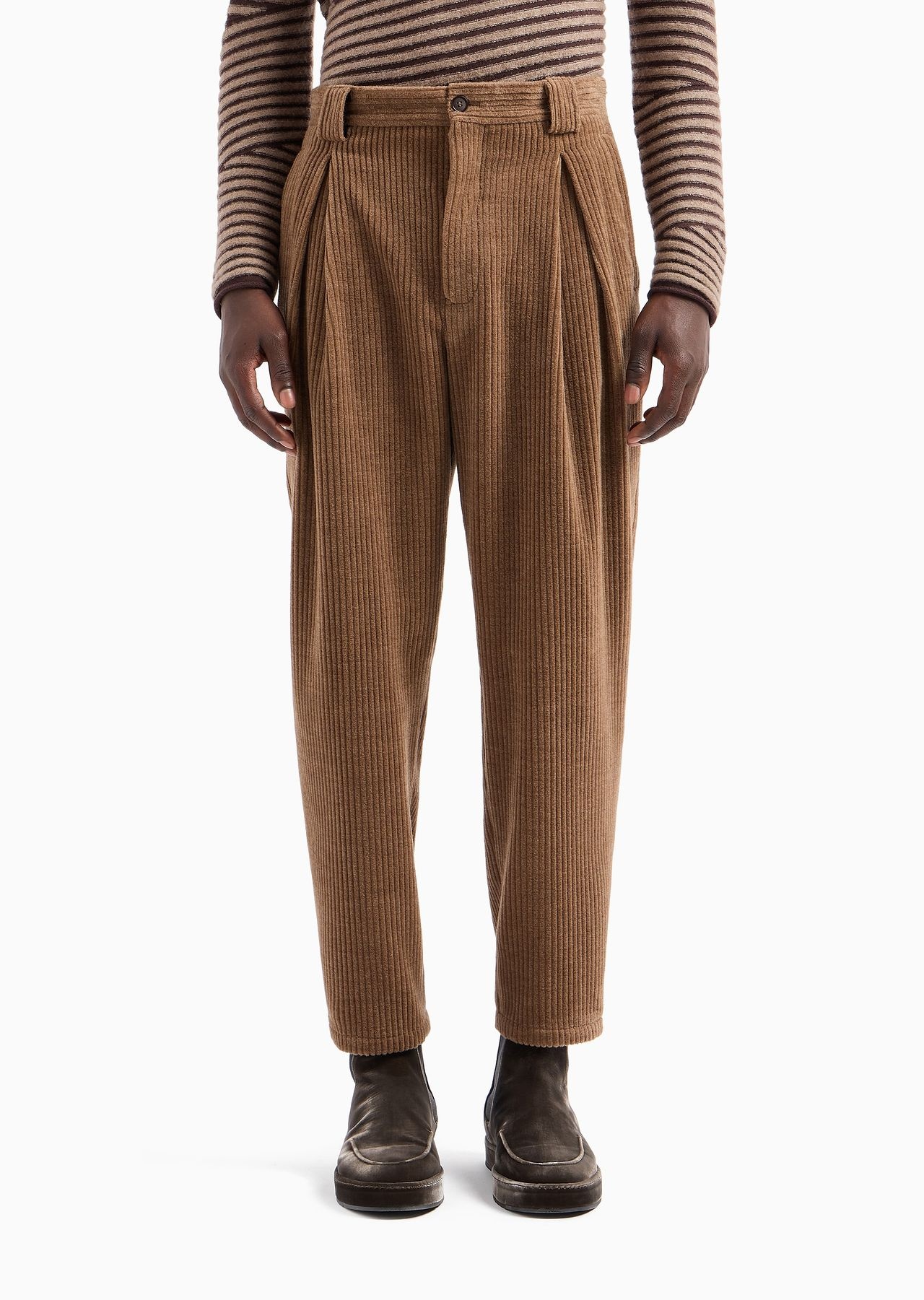 One–pleat trousers in wool, alpaca and cashmere velvet - 2