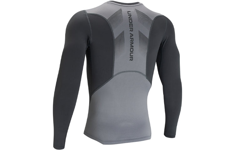 Men's Under Armour HeatGear Vent Logo Printing Round Neck Long Sleeves Gray 1362453-012 - 2