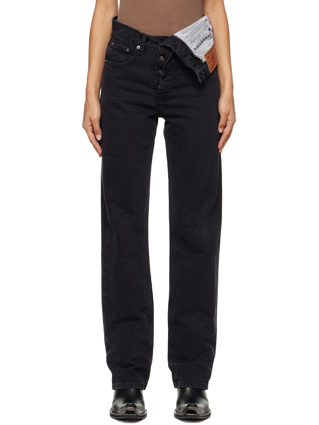 Black Evergreen Asymmetric Jeans - 1