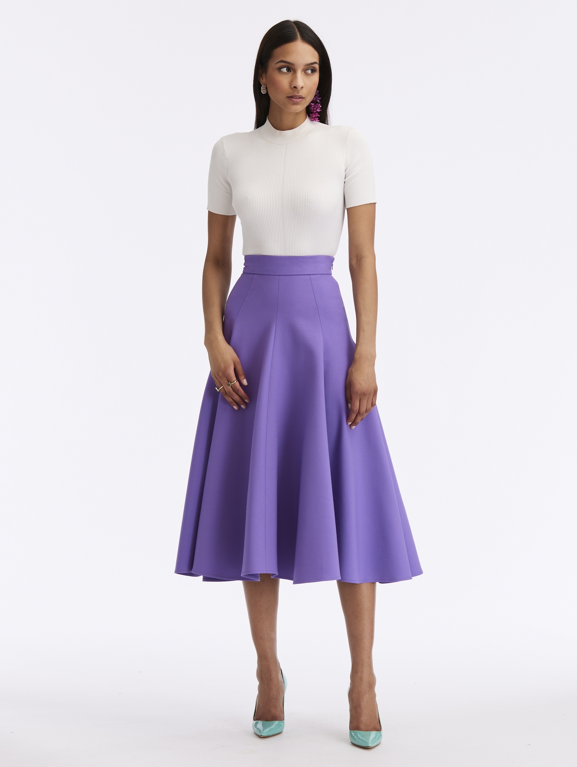 DOUBLE-FACED STRETCH WOOL SKIRT - 1