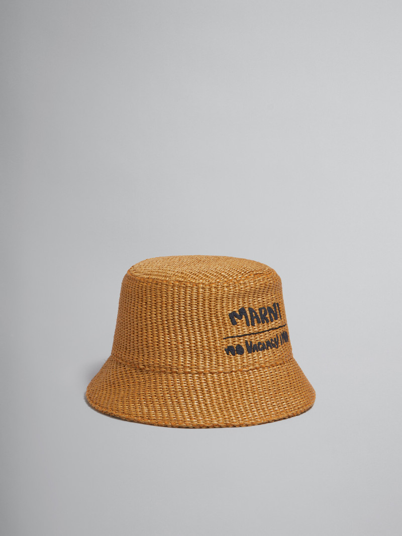 MARNI X NO VACANCY INN - CARAMEL HAT IN RAFFIA FABRIC 1