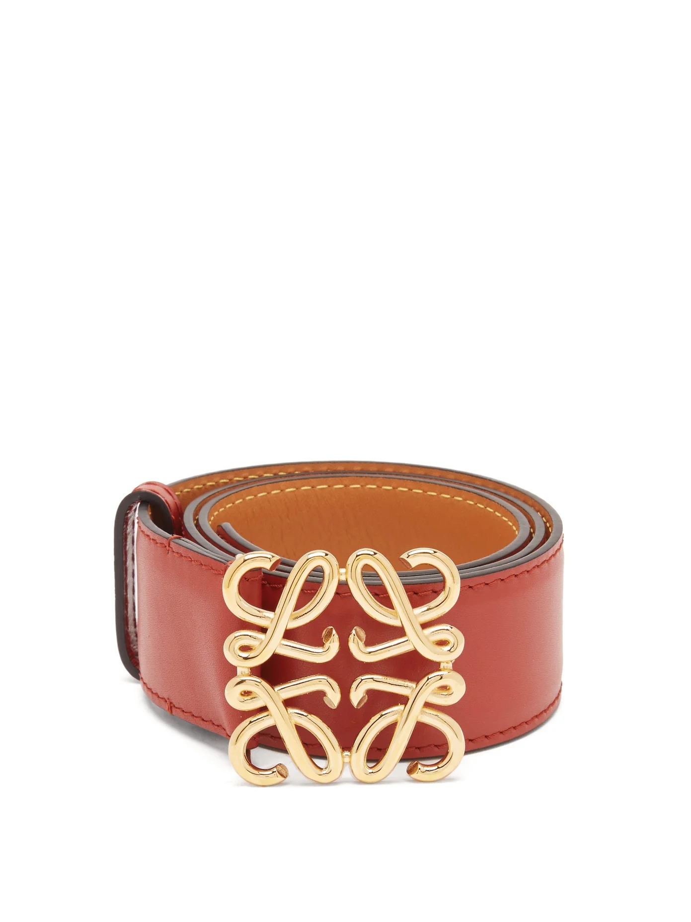 Anagram-buckle leather belt - 1