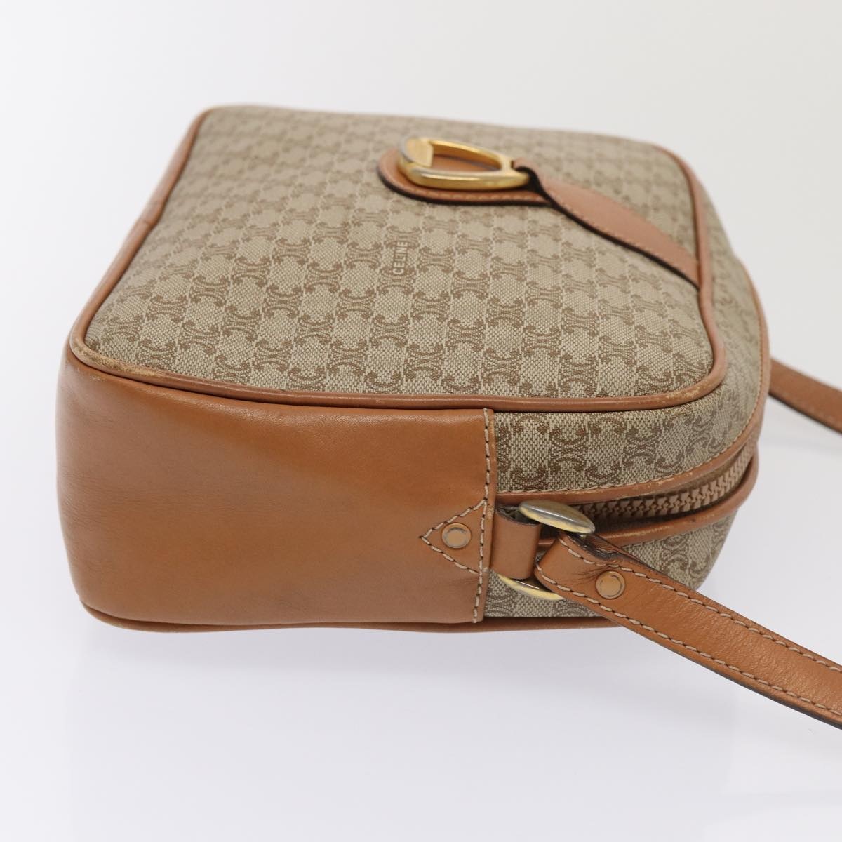 CELINE Macadam Canvas Shoulder Bag Beige Gold - 3