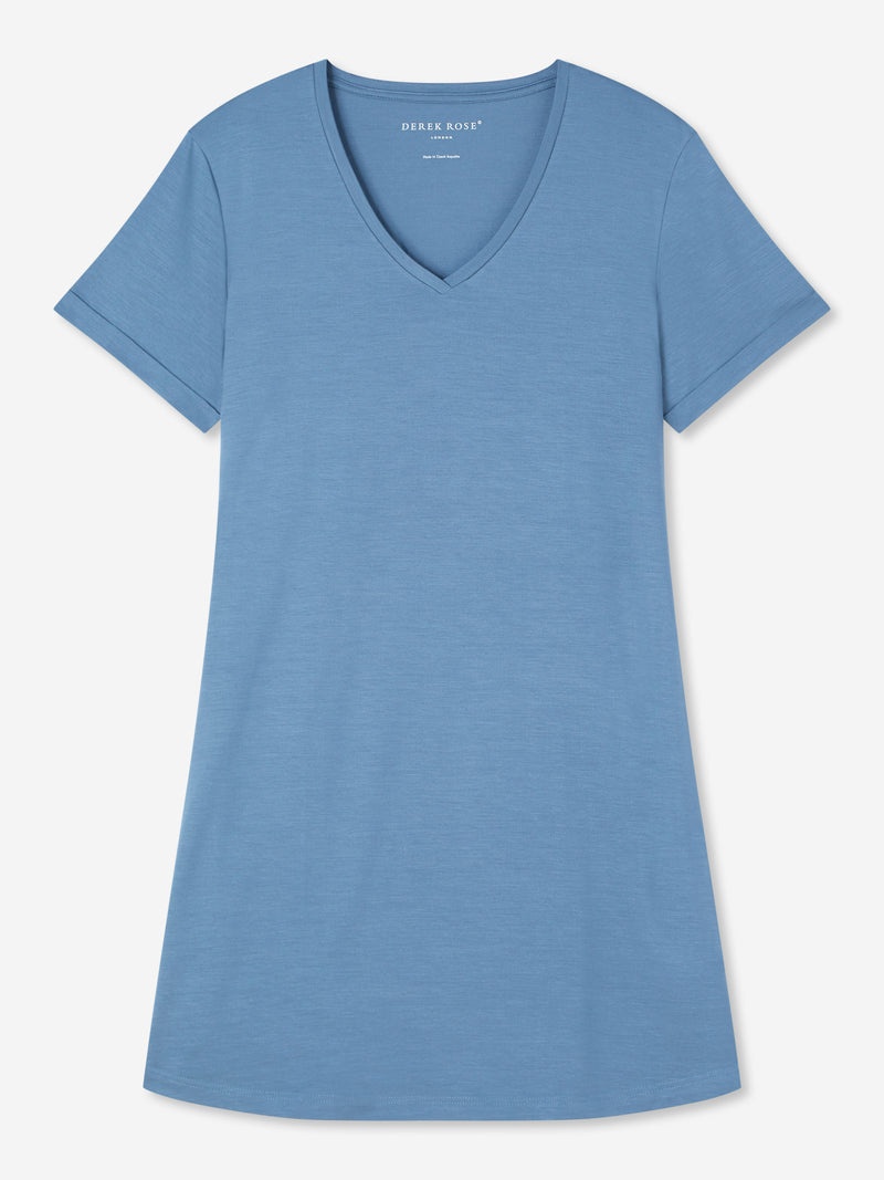 Women's V-Neck Sleep T-Shirt Lara Micro Modal Stretch Denim - 1