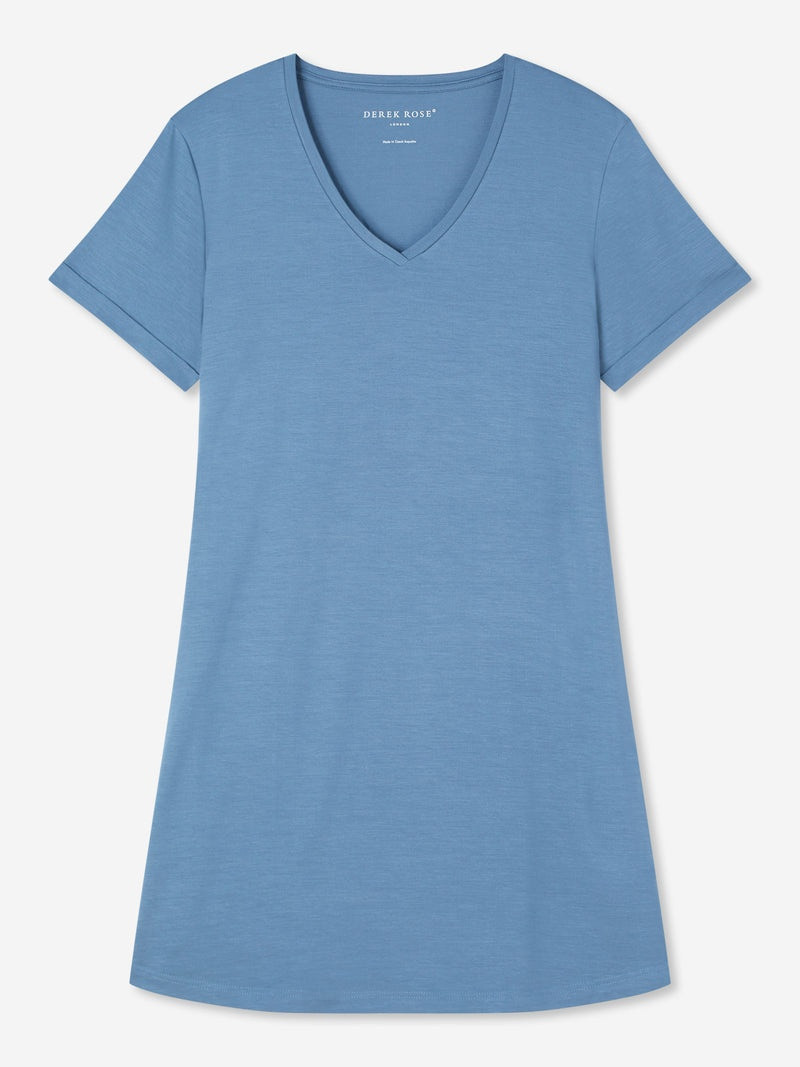 Women's V-Neck Sleep T-Shirt Lara Micro Modal Stretch Denim 1