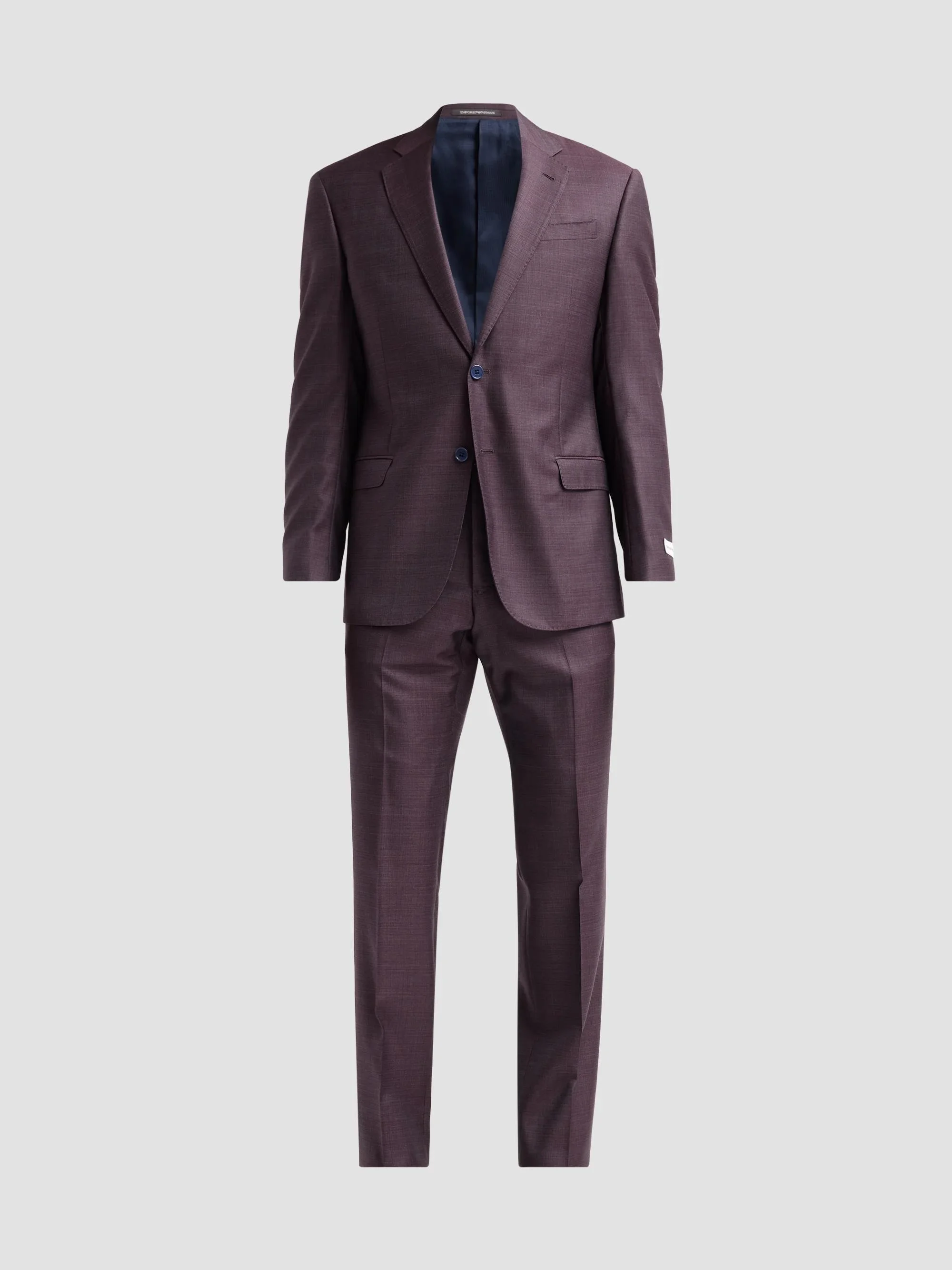 Men's Textured Wool Single-Breasted Suit - Viola Bordeaux Melange - 1