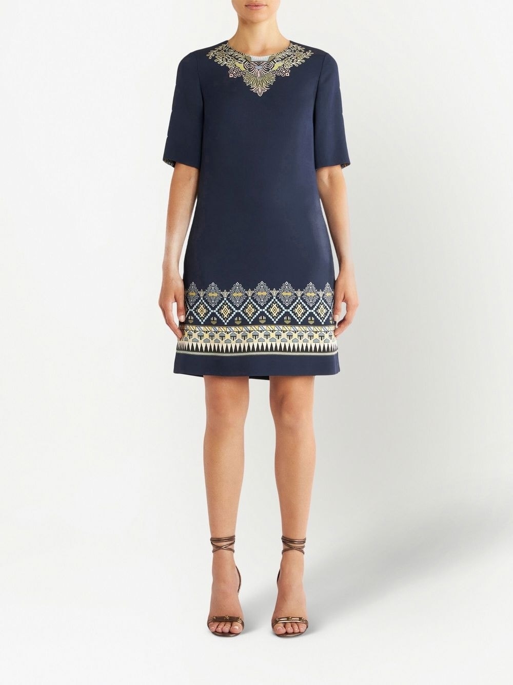 embroidered-design short-sleeve dress - 2