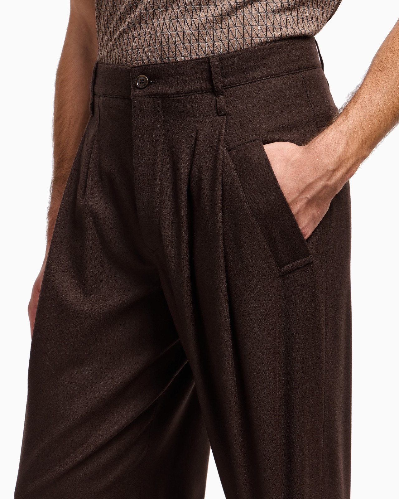 SINGLE-PLEAT LIGHTWEIGHT WOOL CLOTH TROUSERS - 5